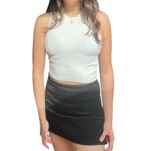 White ribbed sweater halter cropped top by divided H&M!